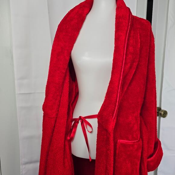 Vintage Bath & Body Works Red Plush Robe Size L/XL - Picture 4 of 6